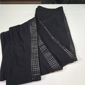 Anatomie M Black fleece lined Leggings with Mesh leather side stripe